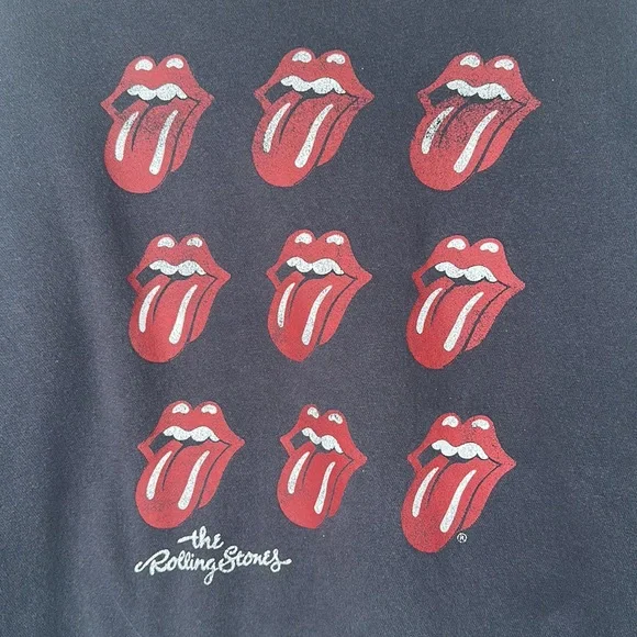 H&M Rolling Stones Sweatshirt Womens Size S Grey Tongue Graphics - Picture 7 of 7